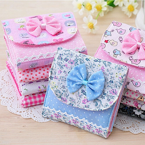 High Quality Bowknot Sanitary Towel Napkin Pad Purse Holder Case Easy