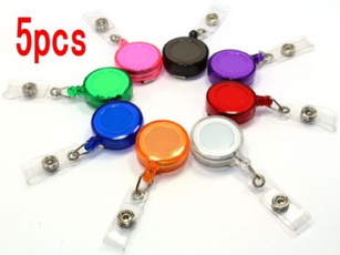 5Pcs Retractable Reel ID Badge Key Card Lanyard Name Tag Holder with Belt Clip