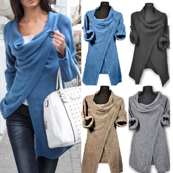 Cowl neck clearance wrap sweater