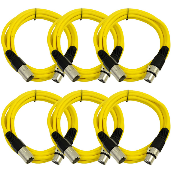 SEISMIC AUDIO (6 PACK) Yellow 10' XLR Microphone Cables Wish