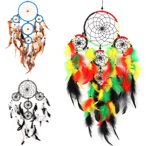 19" Traditional White Dream Catcher With Feathers - Heart Shape Wall Or Car Hanging Ornament, Handmade - View #8
