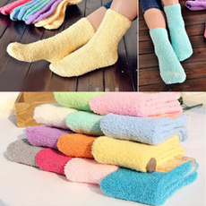 1pair Fashion Women Girls Bed Socks Pure Color Fluffy Warm Winter Kids Gift Soft (Choose Color)