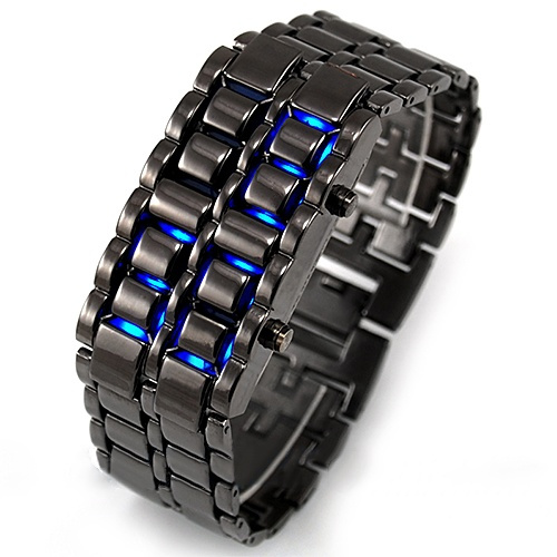Fashion Style Iron Samurai Metal Bracelet Watch Led Digital Wristwatches  Hour Montre Electronic Reloj Mujer Relogio Feminino - Couple Watches -  AliExpress