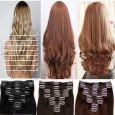 Real Thick Womens Girls Long Straight Full Head Hair Clip in hair extensions pieces 8pcs/set Brown Black Blonde 24"(61cm)