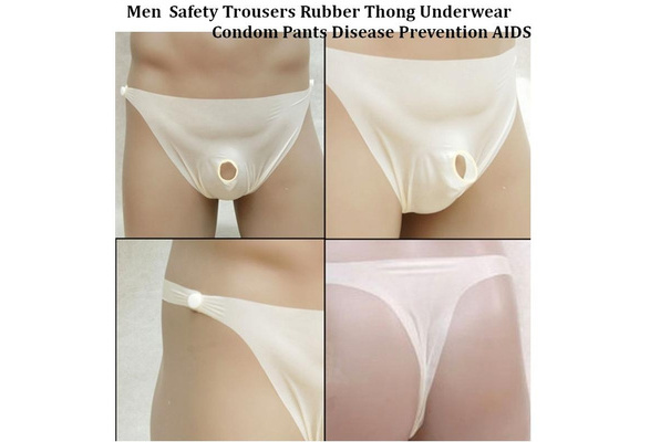 Men Safety Trousers Rubber Thong Underwear , Condom Pants Disease  Prevention AIDS
