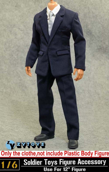 Hot ZY Toys 1/6 Scale Clothes Men's Blue Suits Male Dress For 12" Figure Toy 