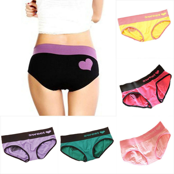 Women Heart Pattern Multi-Color Cotton Knicker Seamless Underwear beauty 