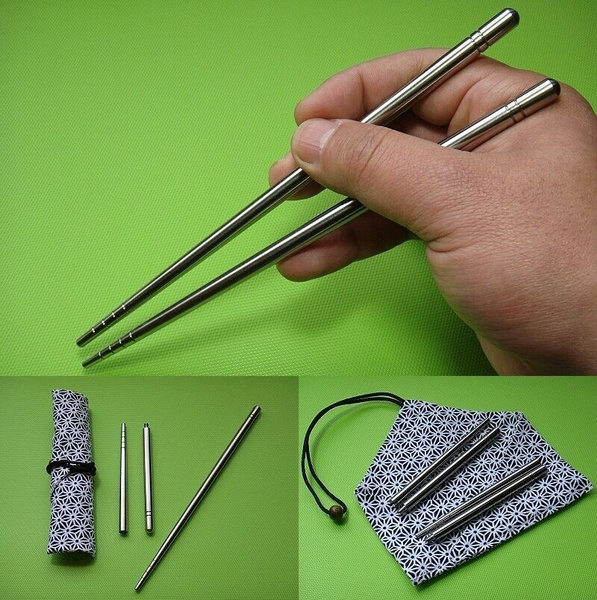 Titanium Chopsticks Screw apart Metal Tableware Solid portable travel camping 