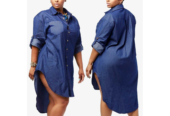 Sleeve Denim jeans Shirt Dress 
