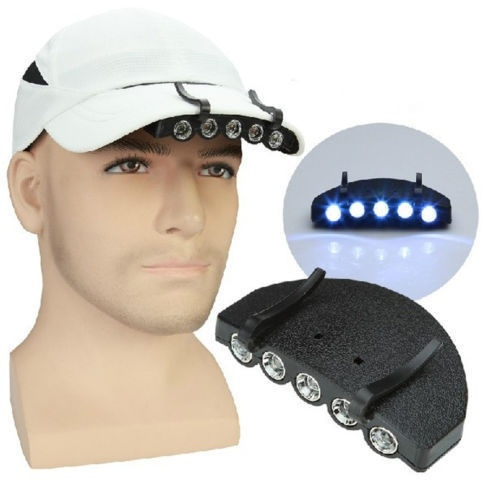 5 LED Cap Hat Brim Clip Light Lamp 