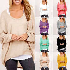 Women's Sexy Long Batwing Sleeve Loose Pullover Casual Top Blouse T-Shirt