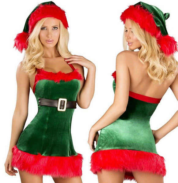 Christmas Adult Elf Fancy Dress Up Costume Outfit Female OR Male Xmas Party NEW 