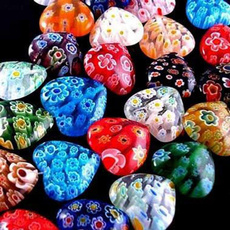 5pcs/10pcs/20pcs/100pcs Shining Heart Millefiori Glass Craft Beads 8mm Multi-Color ( Choice Quantity )