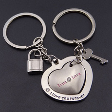 1 Pair men women's cute Love Heart Lock Key Chain Ring Keyring Keyfob Lover Couples Gifts