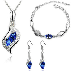 MODA Elegant Luxury Design New Fashion 18k Silver Plated Colorful Austrian Crystal Drop Jewelry Sets Women Gift
