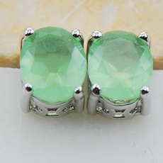 Sterling, 925 sterling silver, Jewelry, prehnitestudearring