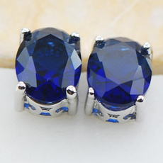 Blues, bluesapphirestudearring, 925 sterling silver, Jewelry