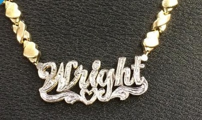 14k Gold Overlay Double Name Plate 
