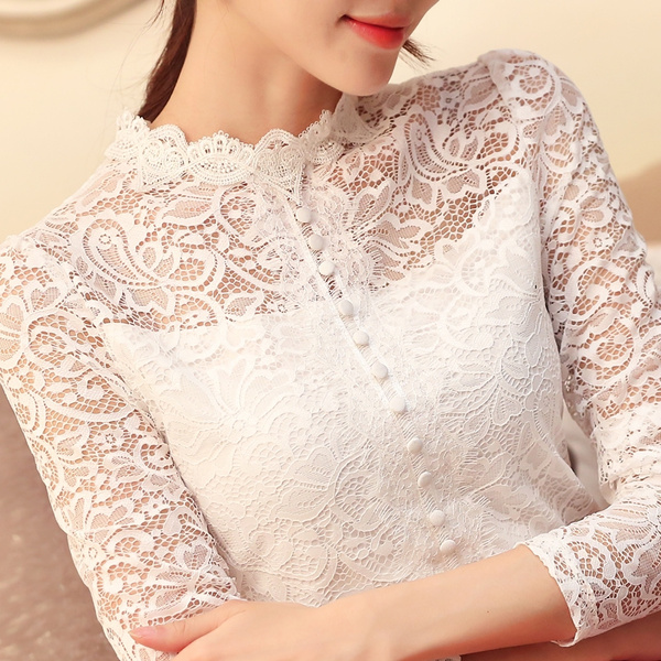 plus size white lace blouse