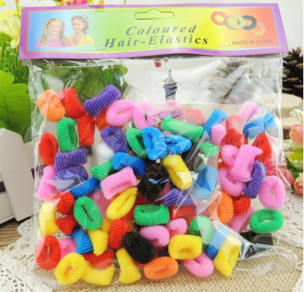 90Pcs/ Pack Elastic Candy Color Baby Girls' Towel Hair Ropes Kids' Hair Bands ON 