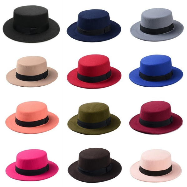 100% Wool Felt Men's Porkpie Hats, Flat Porkpie Hat