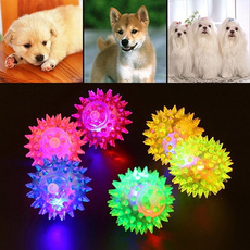 Dog Puppy Pet LED Squeaky Rubber Chewing Ball Hedgehog Dog Ball Toys