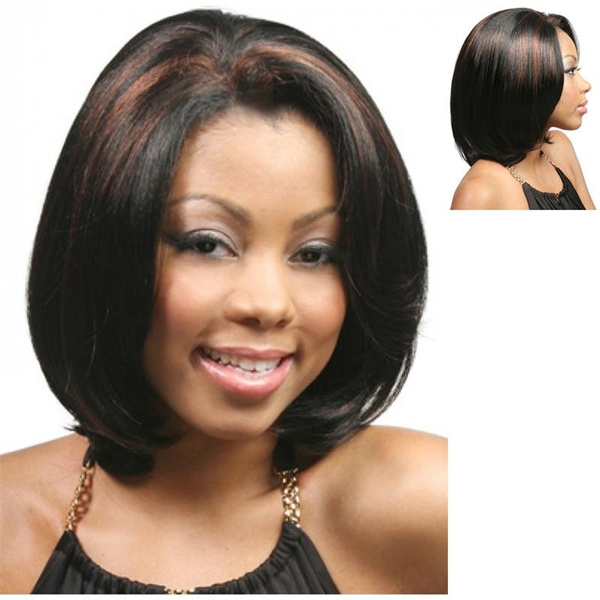 14 inches Medium Natural Straight None Lace Synthetic Hair Wig African American  Hairstyles Casual Wigs for Women Fashion Bob Costume Synthetic Hair Brown  Wigs Female Hair Replacement Wigs Fancy Dress Party Wig |