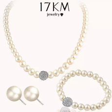Charm Bracelet, Jewelry Set, Pearl Bracelet, Pearl Earrings
