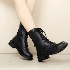 Fashion New Women Boots Shoes Casual Ankle Boot Military Combat Boots Lace Up Cowboy Dress Shoes