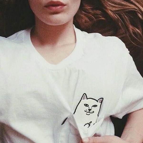 cat finger pocket shirt