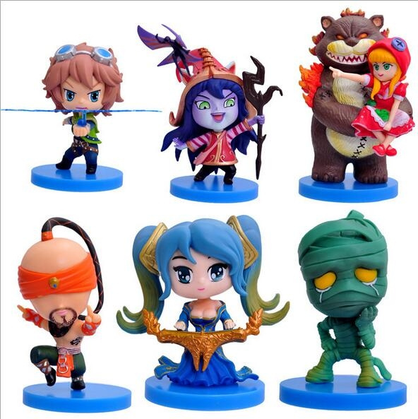 6pcs/lot 8CM Second Generation LOL Action Figure Toy Model Set For  Collection / Gift Annie Lulu Lee Sin Ezreal Sona Amumu