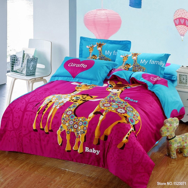 Cotton 3d Kids Giraffe Bedding, Pink Twin Giraffe Bedding