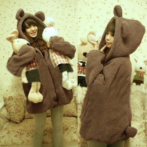 teddy bear coat hoodie