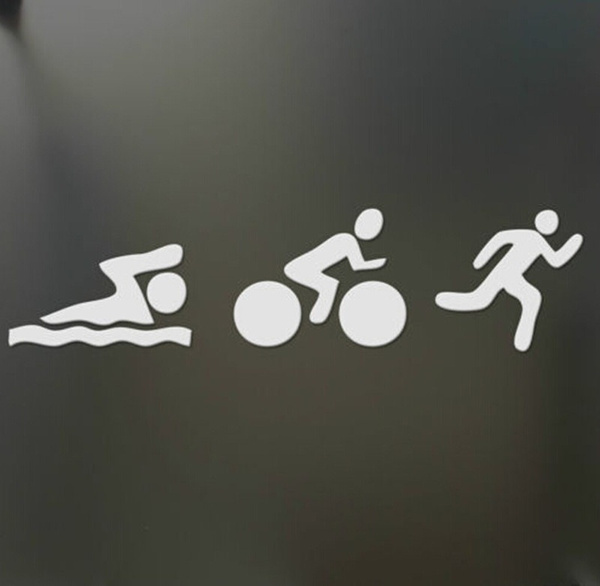 Triathlon Swim Run Bike Vinyl Decal Sticker Car Window 
