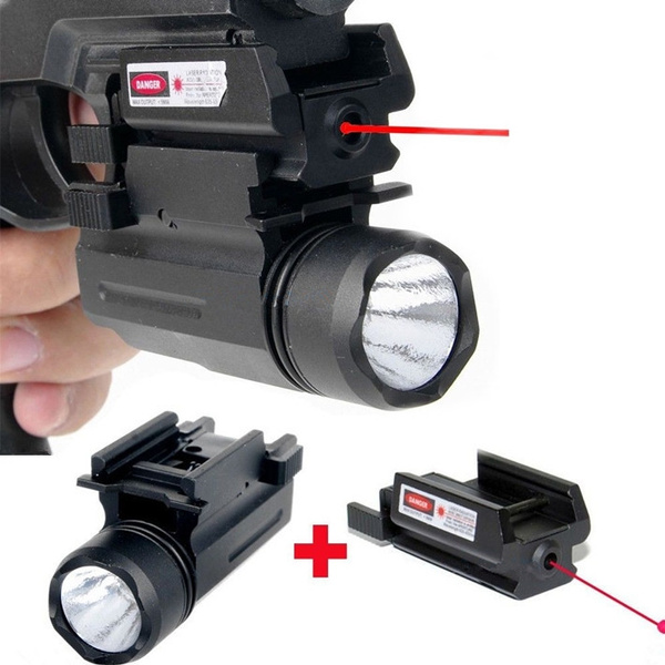 Tactical CREE LED Flashlight/light+Red Laser sight For pistol/gun Handgun Glock 