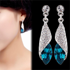 New 925 Sterling Silver Water Drop Fine Jewelry Crystal Earrings for Women Fashion Fine Jewelry