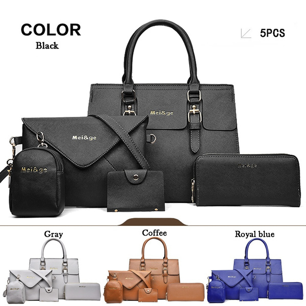 2018 Women Fashion 6Pcs 5Pcs Handbag Set PU Leather Shoulder Bag Crossbody Bag Purse set 2size 19Colors