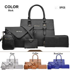 2018 Women Fashion 6Pcs/5Pcs Handbag Set PU Leather Shoulder Bag Crossbody Bag Purse set( 2size,19Colors)
