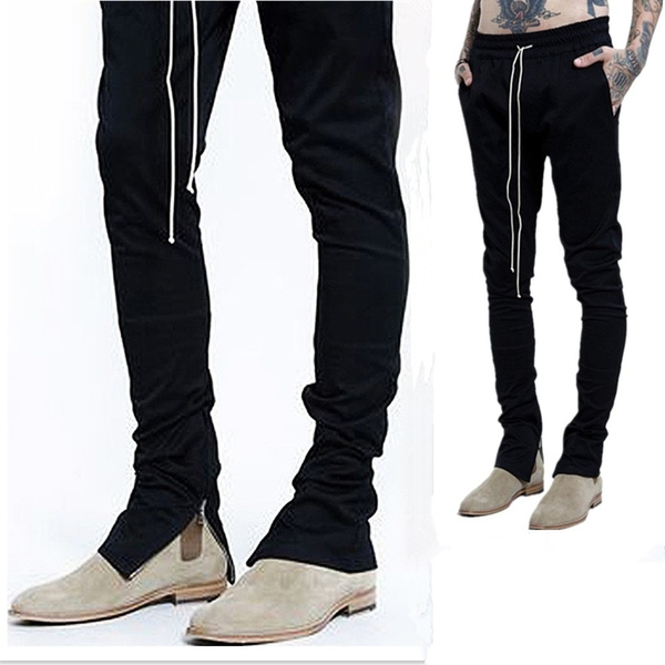 black joggers with zippers mens