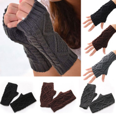 Unisex Men Women Arm Warmer Fingerless Knitted Long Gloves Cute Mittens