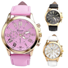 New Women's Fashion Geneva Roman Numerals Faux Leather Analog Quartz Wristwatch Watch Hot Sale