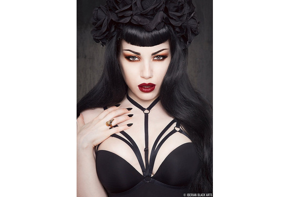 Greaat sexy Girl Gothic bra black cage harness fetish dress for