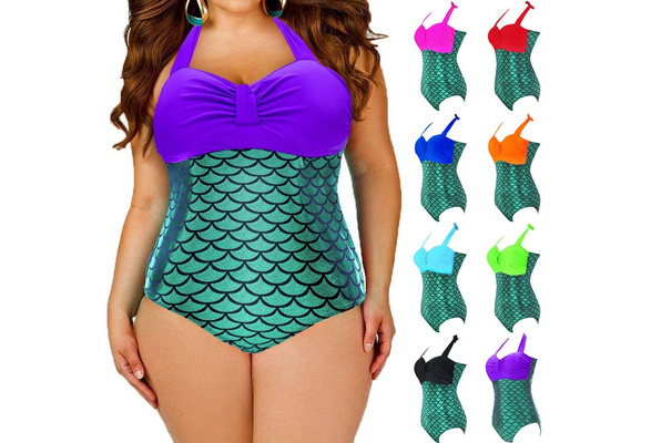 Wholesale Women Plus Size Clothing Three Piece Swimsuit Fish Scale