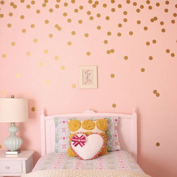 Decalcomanie da muro fai-da-te Wall Sticker Gold Polka Dots Spot Kids  Nursery Room Wallpaper Home Art Decor Murale | Wish