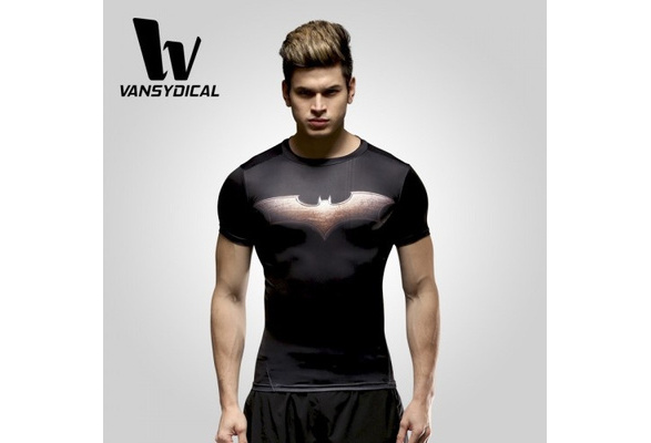 Vansydical Men's Compression Shirts Batman Base Layer Tights Tops For  Running Gym Workout Fitness Training Quick drying | Wish