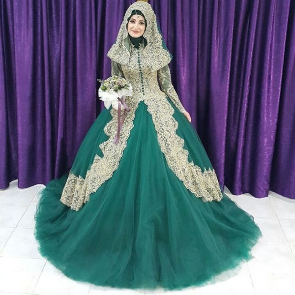 green wedding gown