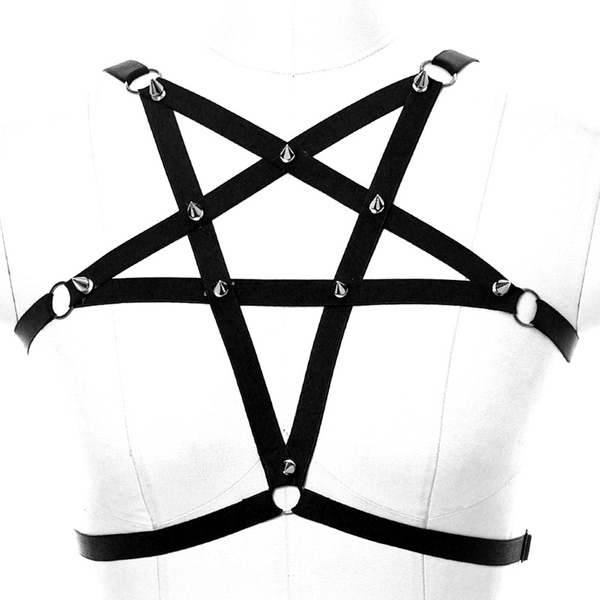 HJZLSSYS Body Harness Bra Pentagram Goth Cage Lingerie Strappy Bra Plus  Size Harnesses for Women