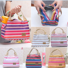 Fashion Insulated Thermal Cooler Striped Lunch Bag Travel Bag Picnic Carry Tote Cases