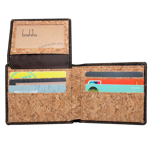 Cork Card Case Wallet Brown Men or Woman, RFID Blocking