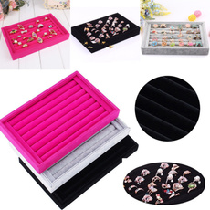 5 Colors Soft Velvet Jewelry Earrings Rings Display Organizer Box Tray Holder